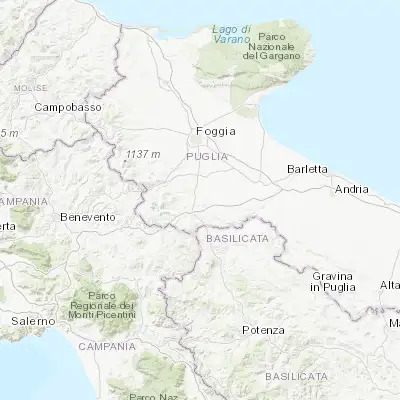 Map showing location of Ascoli Satriano (41.203650, 15.566460)