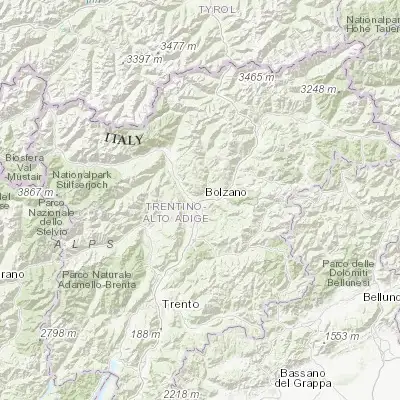 Map showing location of Bolzano (46.490670, 11.339820)