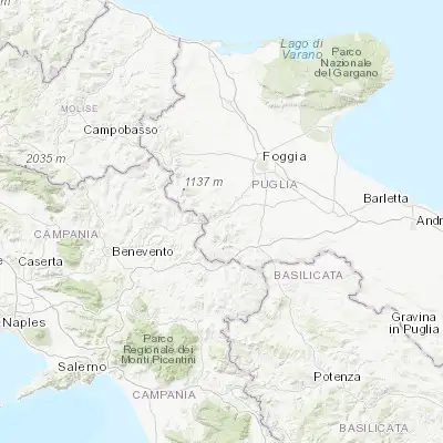 Map showing location of Bovino (41.249160, 15.339480)