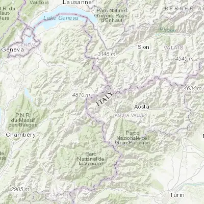 Map showing location of Courmayeur (45.796590, 6.968930)