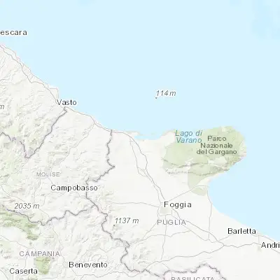 Map showing location of Lesina (41.861250, 15.353220)