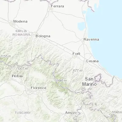 Map showing location of Modigliana (44.159540, 11.792860)