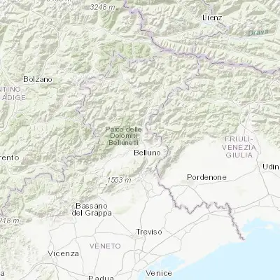 Map showing location of Ponte nelle Alpi-Polpet (46.188330, 12.278330)