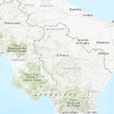 Map showing location of Potenza (40.641750, 15.807940)