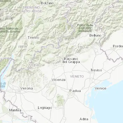 Map showing location of Pove del Grappa (45.798200, 11.729900)