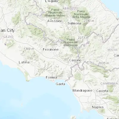 Map showing location of Roccasecca Stazione (41.533330, 13.650000)