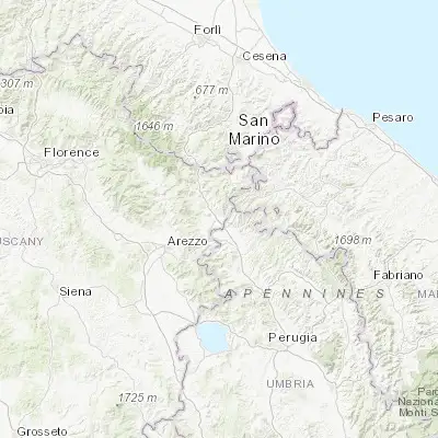 Map showing location of Sansepolcro (43.572580, 12.138580)