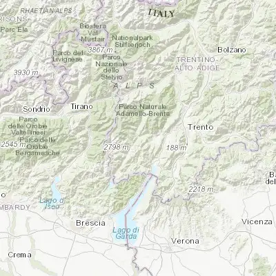 Map showing location of Tione di Trento (46.035500, 10.726790)