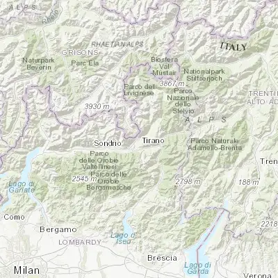 Map showing location of Tirano (46.214820, 10.163350)