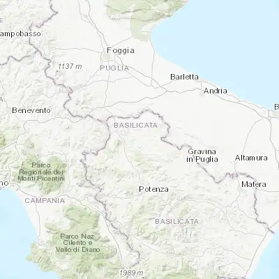 Map showing location of Venosa (40.962830, 15.812850)