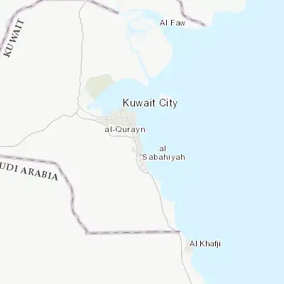 Map showing location of Al Mahbūlah (29.145000, 48.130280)