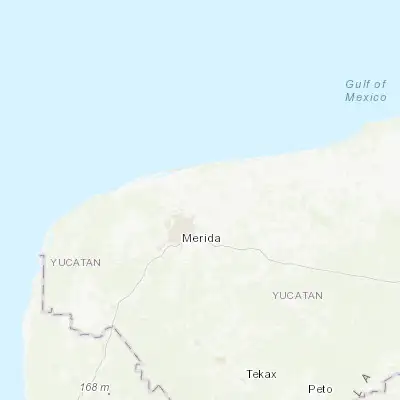 Map showing location of Chicxulub Pueblo (21.136170, -89.516250)