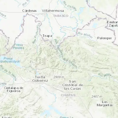 Map showing location of Huitiupán (17.172400, -92.686210)