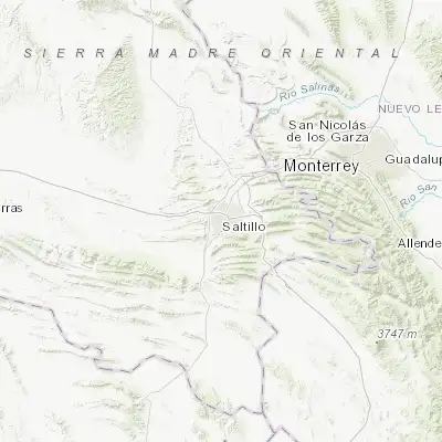 Map showing location of Saltillo (25.423210, -101.005300)