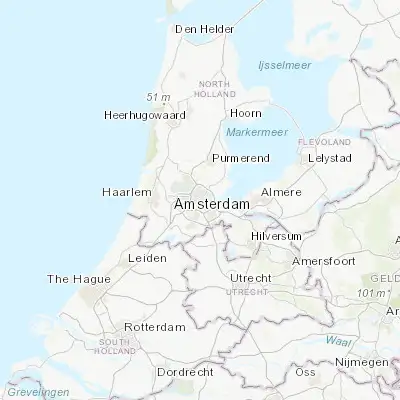 Map showing location of Amsterdam (52.374030, 4.889690)