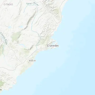 Map showing location of Dunedin (-45.874160, 170.503610)