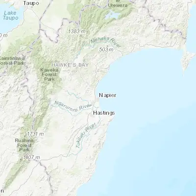 Map showing location of Napier (-39.492600, 176.912330)