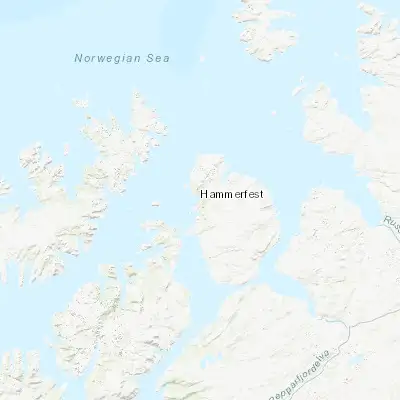 Map showing location of Hammerfest (70.663130, 23.680920)