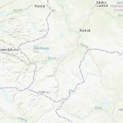 Map showing location of Oppdal (62.594310, 9.691200)