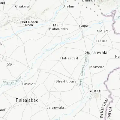 Map showing location of Hafizabad (32.070950, 73.688020)