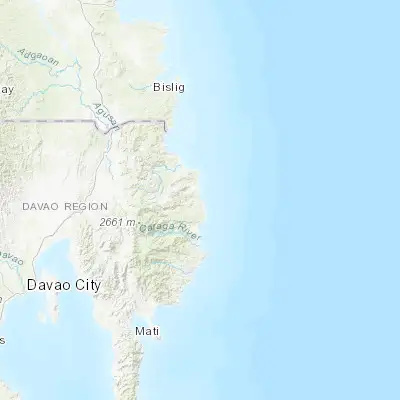 Map showing location of Baganga (7.573890, 126.560000)