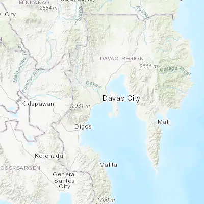 Map showing location of Davao (7.073060, 125.612780)