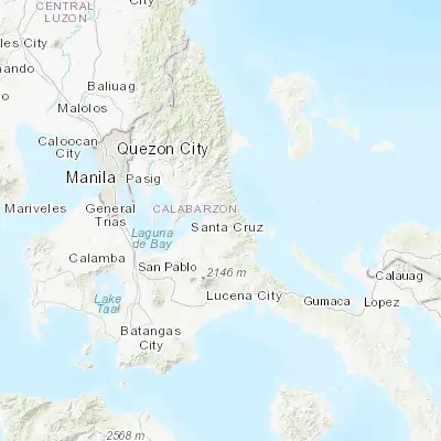 Map showing location of Kalayaan (14.350000, 121.566670)