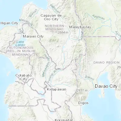 Map showing location of Kibawe (7.568610, 124.987780)