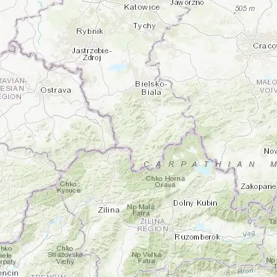 Map showing location of Kamesznica (49.564690, 19.021200)