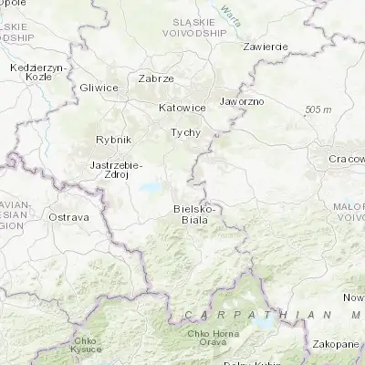 Map showing location of Kaniów (49.943160, 19.050980)