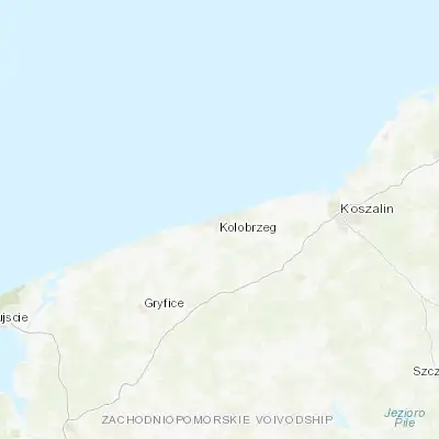 Map showing location of Kołobrzeg (54.175650, 15.583420)