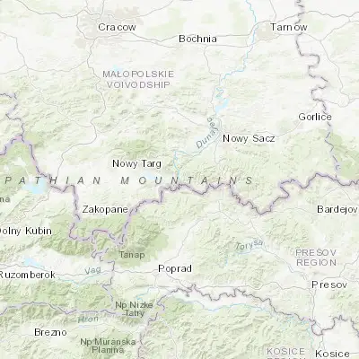 Map showing location of Krościenko nad Dunajcem (49.440810, 20.426240)