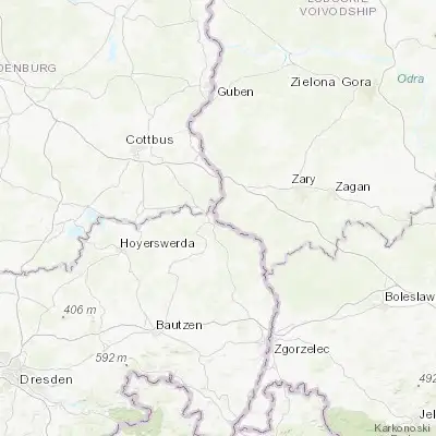 Map showing location of Łęknica (51.541480, 14.735840)