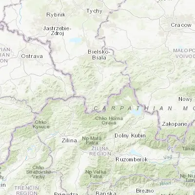 Map showing location of Rajcza (49.509270, 19.112780)