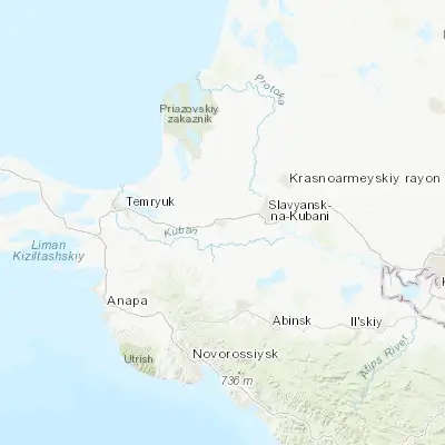 Map showing location of Anastasiyevskaya (45.215760, 37.892580)