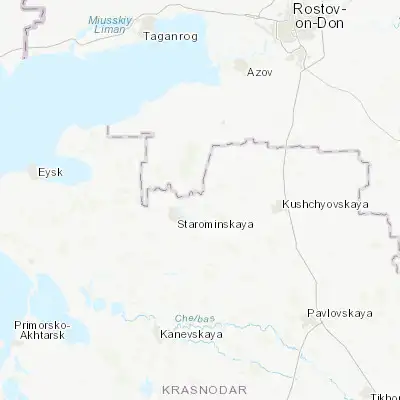 Map showing location of Kanelovskaya (46.589600, 39.194400)