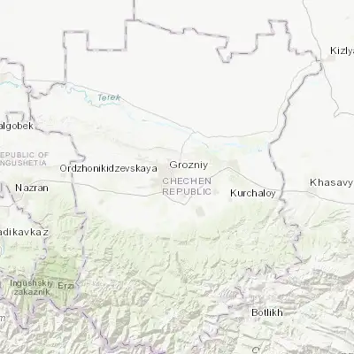 Map showing location of Khankala (43.302120, 45.755640)