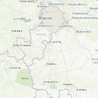 Map showing location of Klimovsk (55.363520, 37.529840)