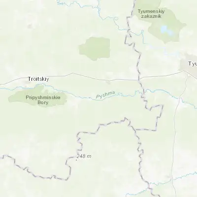 Map showing location of Lugovskoy (56.958490, 64.528970)