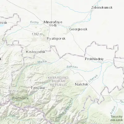 Map showing location of Nizhniy Kurkuzhin (43.748330, 43.349720)