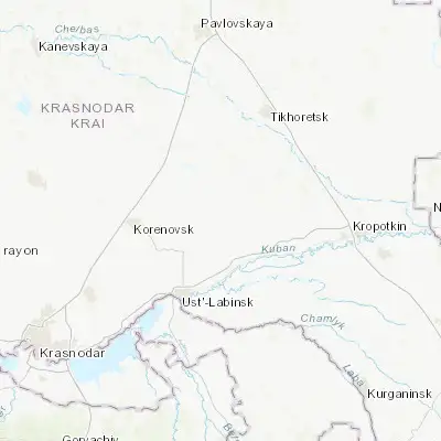 Map showing location of Novobeysugskaya (45.471950, 39.886140)