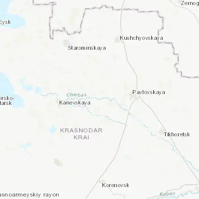 Map showing location of Novoplatnirovskaya (46.106500, 39.419100)