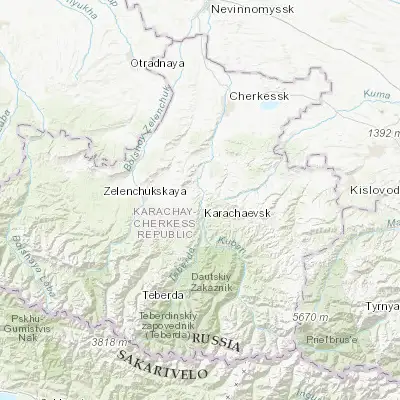 Map showing location of Ordzhonikidzevskiy (43.842330, 41.896360)