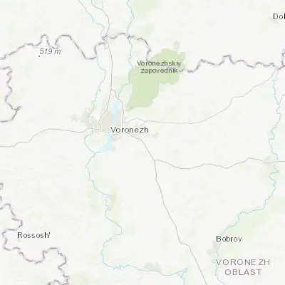 Map showing location of Podkletnoye (51.587300, 39.460040)