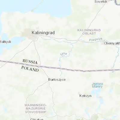 Map showing location of Pravdinsk (54.442890, 21.017850)