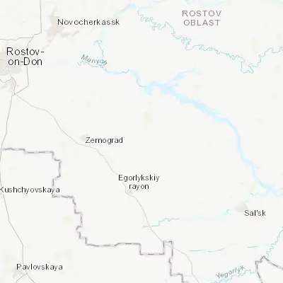 Map showing location of Rassvet (46.833330, 40.750000)