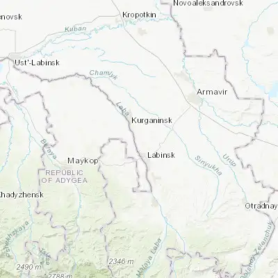 Map showing location of Rodnikovskaya (44.764440, 40.665560)