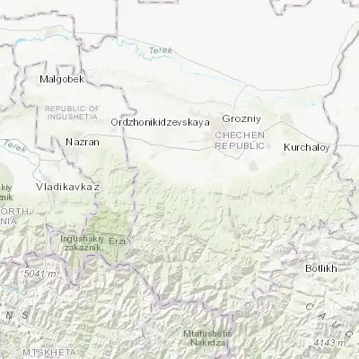 Map showing location of Roshni-Chu (43.089540, 45.454350)