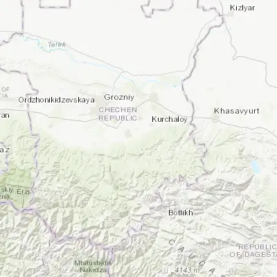 Map showing location of Serzhen’-Yurt (43.122650, 45.985830)