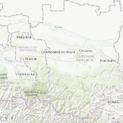 Map showing location of Shaami-Yurt (43.226470, 45.388150)